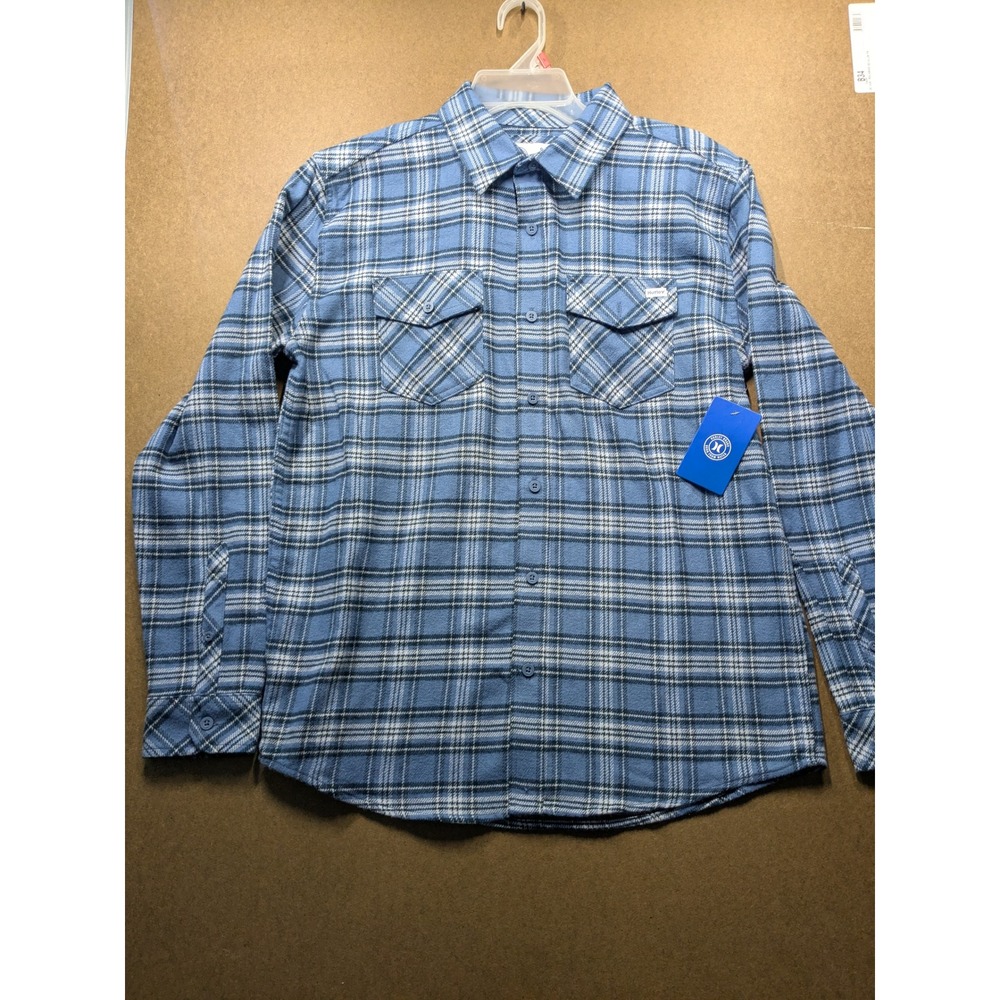 Hurley Mens Flannel Button Up Shirt Blue Plaid Long Sleeve Small HFA24SMT-15158